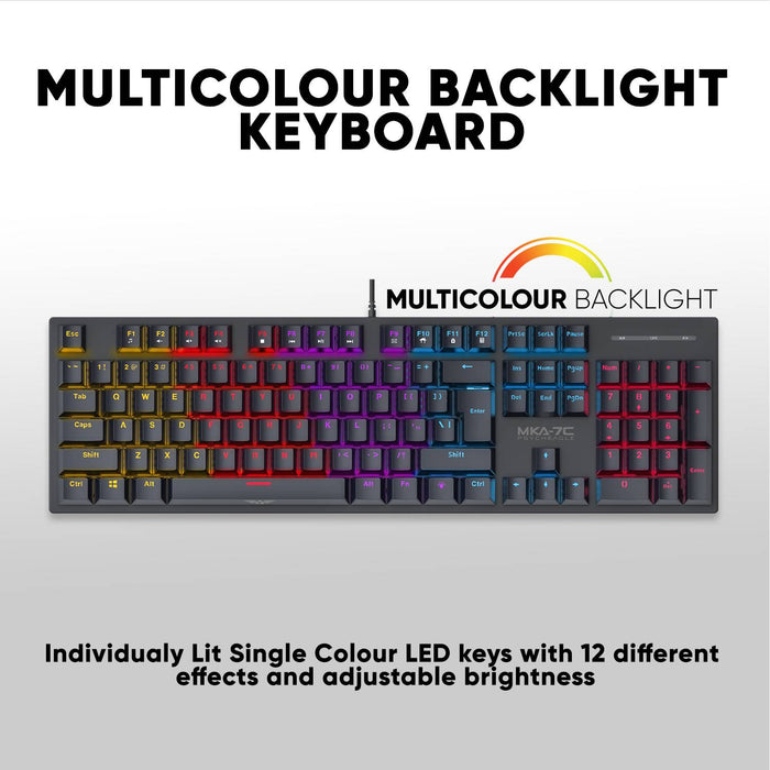 Armaggeddon MKA 7C Psycheagle 104 Key Mechanical Gaming Keyboard Hot Swappable Switches, Multicolour LED Backlight, USB Wired