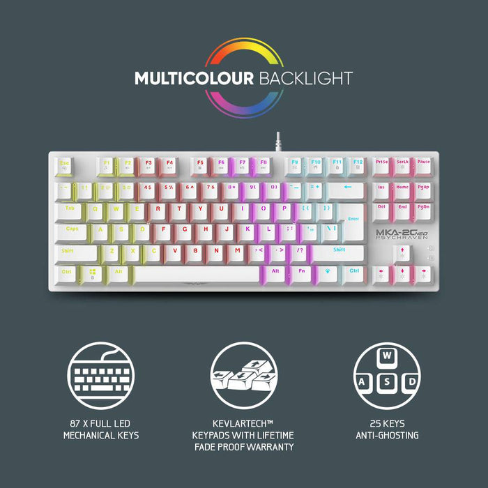 Armaggeddon MKA 2C Neo Psychraven 87 Key Mechanical Gaming Keyboard Hot Swappable Linear Switches, Multicolour Backlight, USB Wired