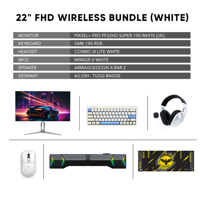 22" FHD WIRELESS BUNDLE (WHITE)