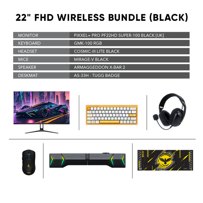 22" FHD WIRELESS BUNDLE (BLACK)