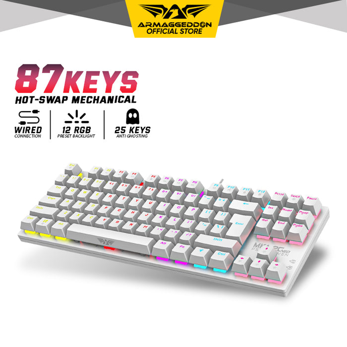 Armaggeddon MKA 2C Neo Psychraven 87 Key Mechanical Gaming Keyboard Hot Swappable Linear Switches, Multicolour Backlight, USB Wired