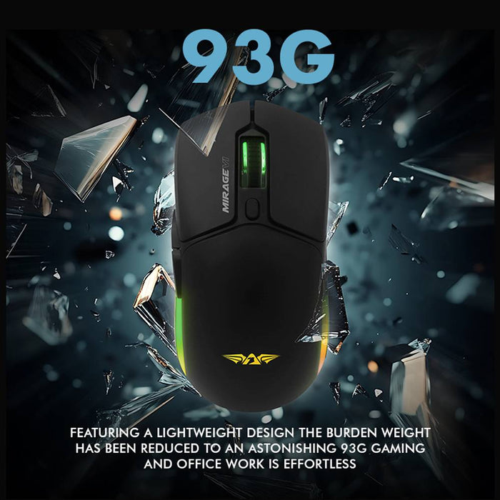 Armaggeddon Mirage VI Tri Mode Wireless Gaming Mouse 10000 CPI, 1000Hz, Bluetooth 5.0, 2.4GHz, USB-C, RGB
