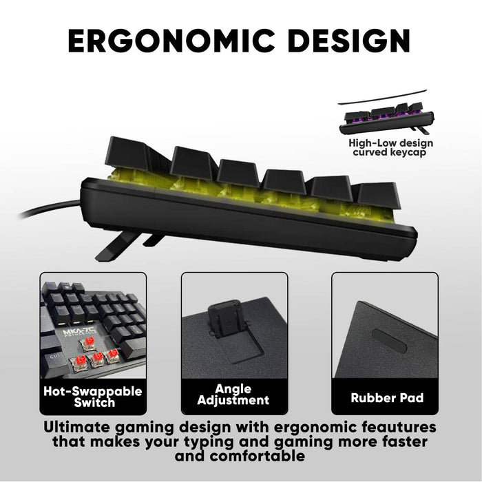 Armaggeddon MKA 7C Psycheagle 104 Key Mechanical Gaming Keyboard Hot Swappable Switches, Multicolour LED Backlight, USB Wired