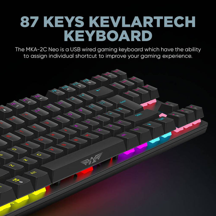 Armaggeddon MKA 2C Neo Psychraven 87 Key Mechanical Gaming Keyboard Hot Swappable Linear Switches, Multicolour Backlight, USB Wired