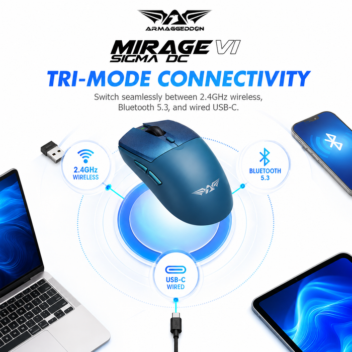 Armaggeddon Mirage VI Sigma DC Wireless Gaming Mouse with Charging Dock (Flash Sales))