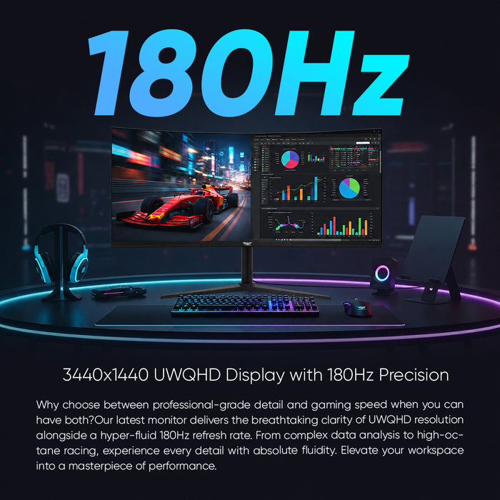 Armaggeddon 34" UWQHD 180Hz Monitor 1Ms Curve Built In Speaker Gaming Monitor