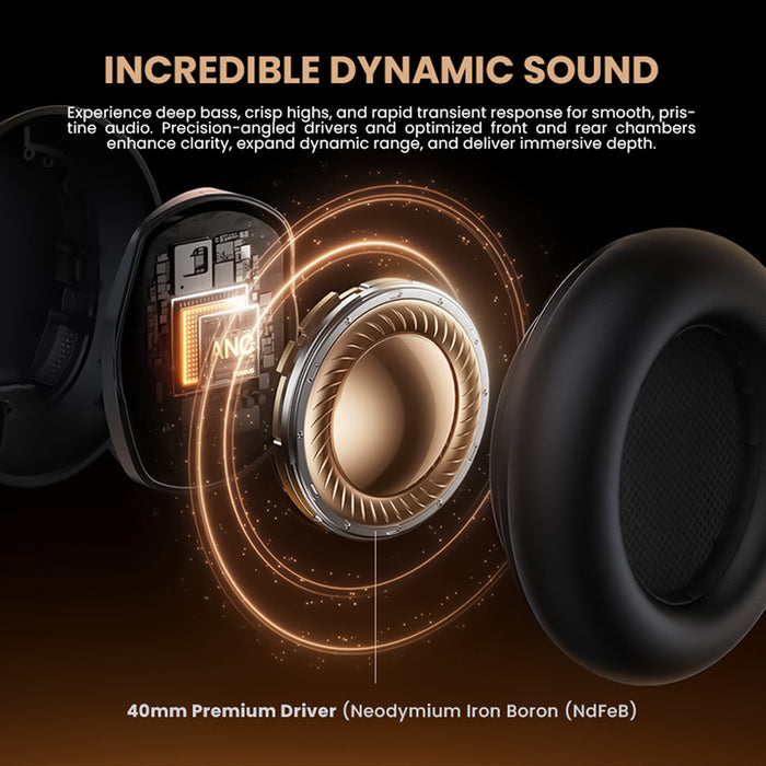 SonicGear Aura Clear 5 Hi-Res LDAC ANC Wireless Headphones Bluetooth 6.0 | 5-Mic ENC, 80H Battery & Gaming Mode