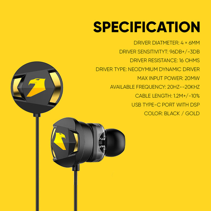 Armaggeddon WASP 5 Type-C Dual Driver Gaming Earphones with Mic