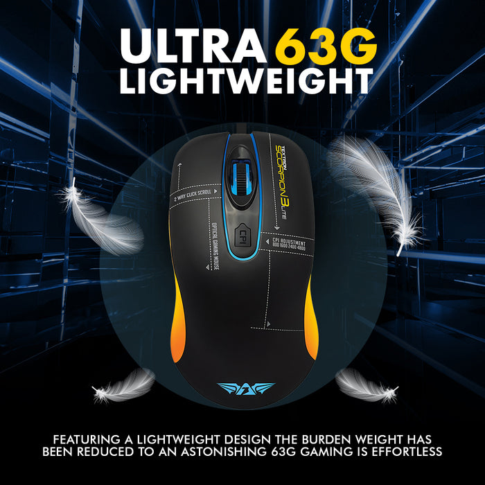Armaggeddon Textron Scorpion 3 Lite Wired RGB Gaming Mouse 4800 CPI, 63g Lightweight, Huano Switches, Programmable Driver