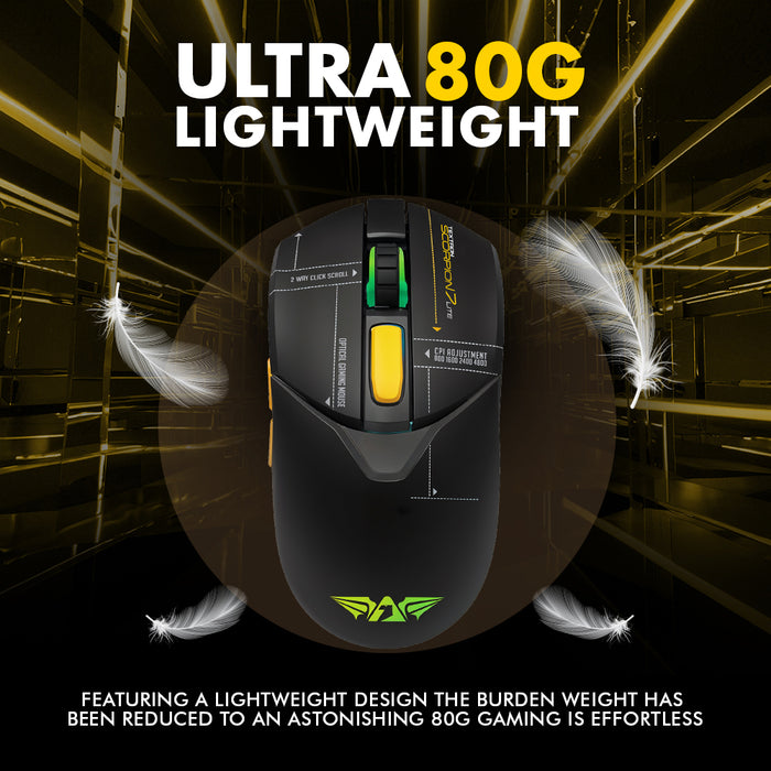 Armaggeddon Textron Scorpion 7 Lite Wired RGB Gaming Mouse – 4800 CPI, 80g Lightweight, 5 Programmable Buttons, Huano Switches with Free Mouse Mat