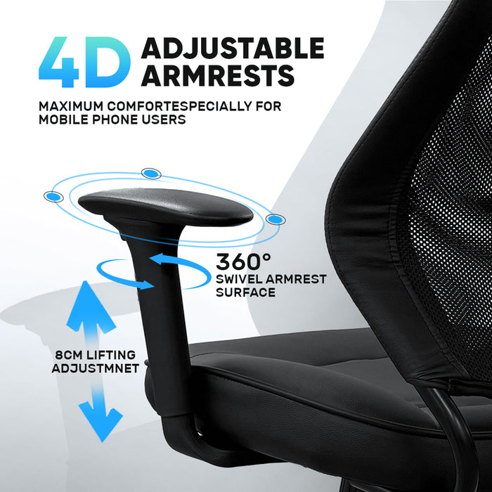 Armaggeddon Flexion Air Ergonomic Mesh Office Chair 4D Adjustable Armrests, 120° Tilt, Class 3 Gas Lift, 120kg Support
