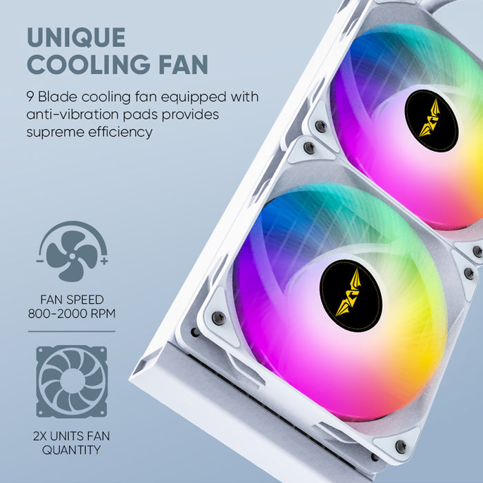 Armaggeddon Deepfreeze ADV A240 ARGB 240mm AIO CPU Liquid Cooler Digital Temperature Display, Dual 120mm Fans, Intel & AMD
