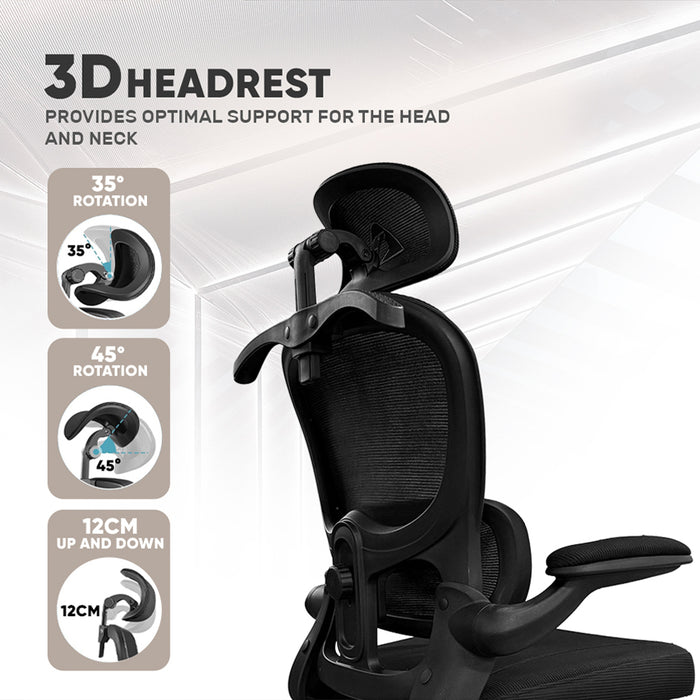 Armaggeddon Vertebrae V3 Ergonomic Mesh Office Chair Adjustable Headrest & Lumbar Support, Flip-Up Armrests, 120° Tilt, 120kg Capacity