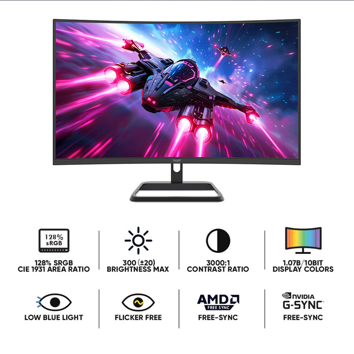 Armaggeddon PXP 32 PRO G 32" 2K WQHD Curved Gaming Monitor 180Hz 0.5ms 10-Bit Colour FreeSync & G-SYNC Compatible