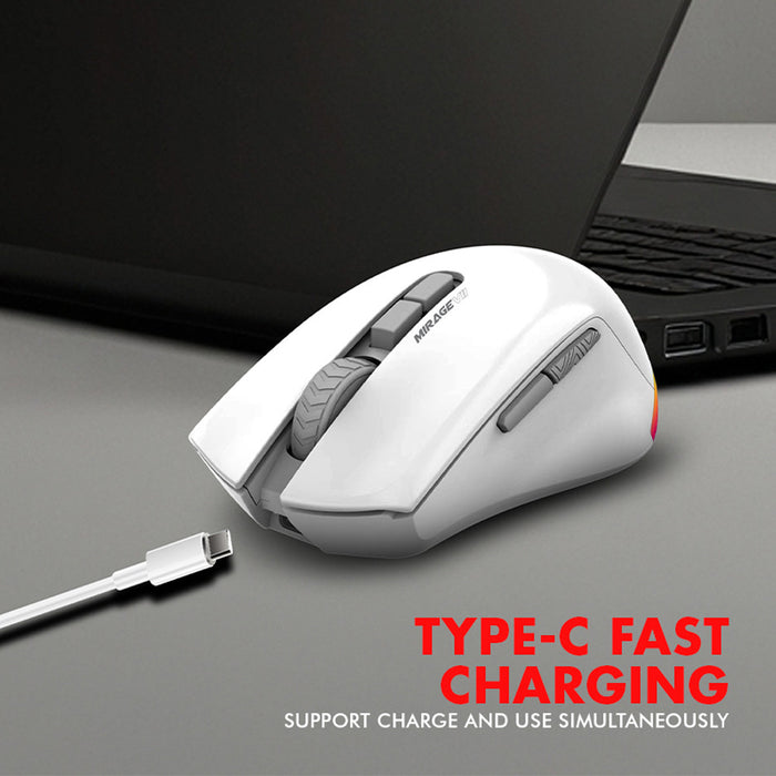 Armaggeddon Mirage VII Tri Mode Wireless Gaming Mouse 10000 CPI, 1000Hz, 7 Buttons, Bluetooth 5.0, 2.4GHz, USB-C, RGB