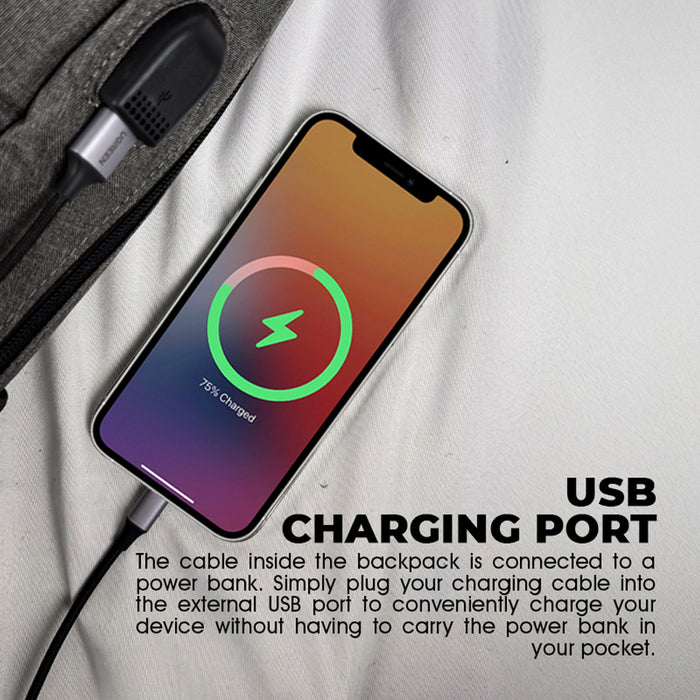 Armaggeddon Shield 3 Anti Theft Laptop Backpack with USB Charging Port, Padded Compartment & YKK Zip