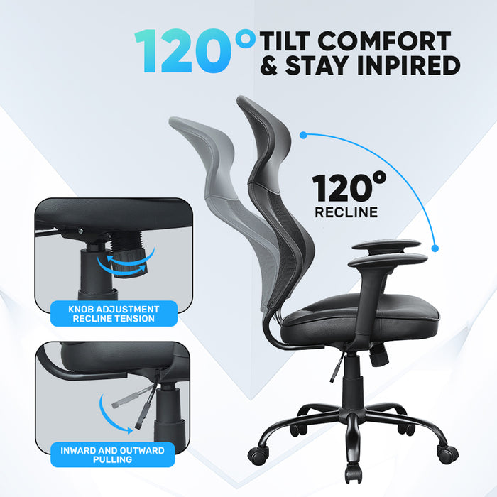 Armaggeddon Flexion Air Ergonomic Mesh Office Chair 4D Adjustable Armrests, 120° Tilt, Class 3 Gas Lift, 120kg Support