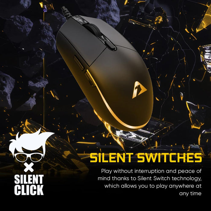 Armaggeddon Grumman Raven III Sigma Stealth Wired RGB Gaming Mouse 12800 CPI, Silent Click, 5 Macro Buttons, 90g Lightweight