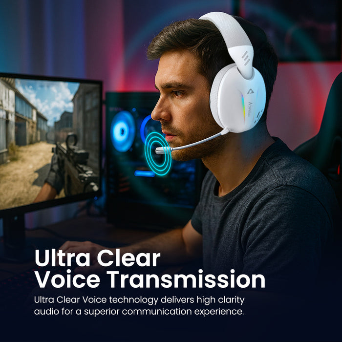 Armaggeddon Cosmic V Quad Mode Wireless RGB Gaming Headset Bluetooth 5.4, 2.4GHz USB-A USB-C, 40mm Drivers & Detachable Mic