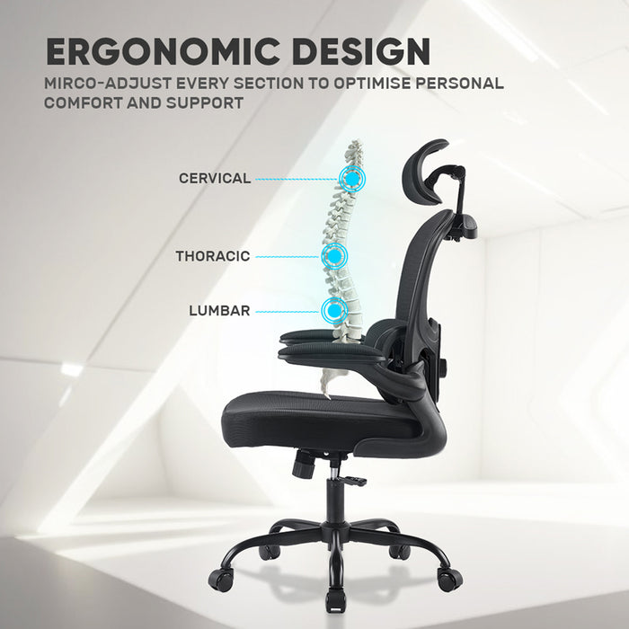 Armaggeddon Vertebrae V3 Ergonomic Mesh Office Chair Adjustable Headrest & Lumbar Support, Flip-Up Armrests, 120° Tilt, 120kg Capacity