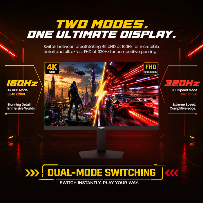 Armaggeddon PXP 27 UXD 27" 4K 160Hz / FHD 320Hz Dual Mode Fast IPS Gaming Monitor 0.5ms HDR400 FreeSync & G-SYNC Compatible