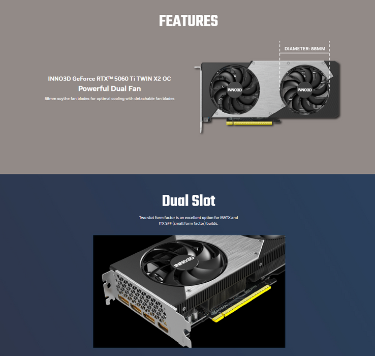 INNO3D® GEFORCE® RTX™ 5060 Ti 16GB TWIN X2 OC