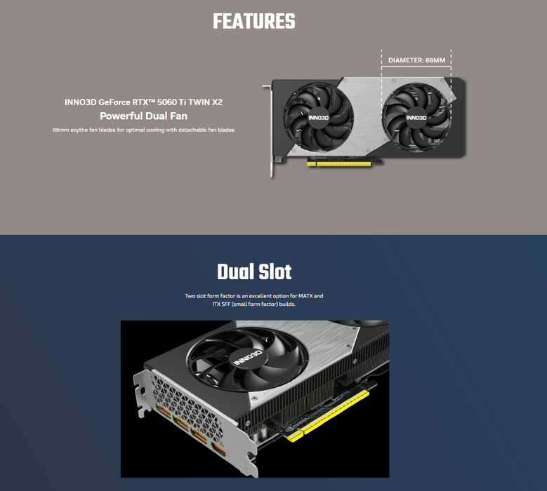 INNO3D GeForce RTX™ 5060 Ti 8GB TWIN X2