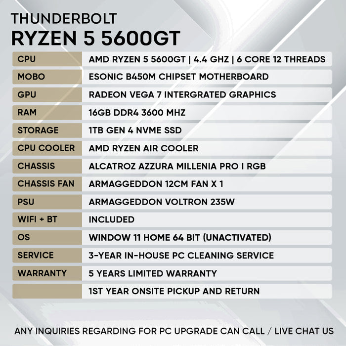 THUNDERBOLT R5 5600GT | BEST VALUE Entry Level for Gaming and Office