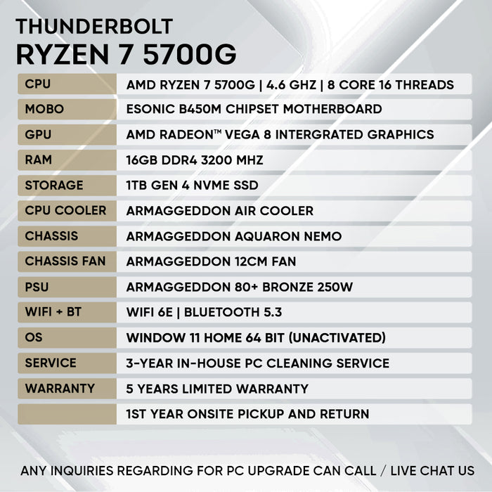 Armaggeddon Workstation PC – AMD Ryzen 7 5700G | Entry Level Gaming PC