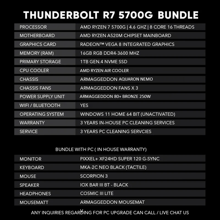Thunderbolt R7 5700G | BEST VALUE Entry Level for Gaming and Work station