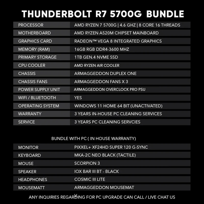 Thunderbolt R7 5700G | BEST VALUE Entry Level for Gaming and Work station