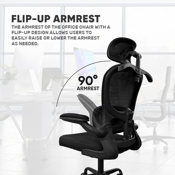 Armaggeddon Vertebrae V3 Ergonomic Mesh Office Chair Adjustable Headrest & Lumbar Support, Flip-Up Armrests, 120° Tilt, 120kg Capacity