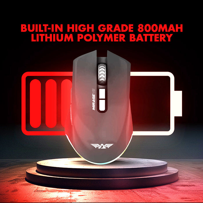 Armaggeddon Mirage VII Tri Mode Wireless Gaming Mouse 10000 CPI, 1000Hz, 7 Buttons, Bluetooth 5.0, 2.4GHz, USB-C, RGB