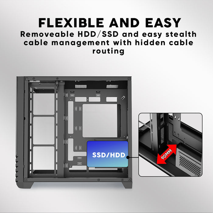 ARMAGGEDDON X-CURVE GIGA 10 PC chassis detail view