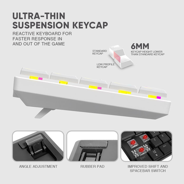 Armaggeddon SMK 1C Psychsparrow 61 Key Low Profile Mechanical Gaming Keyboard Hot Swappable, USB-C, Multicolour Backlight