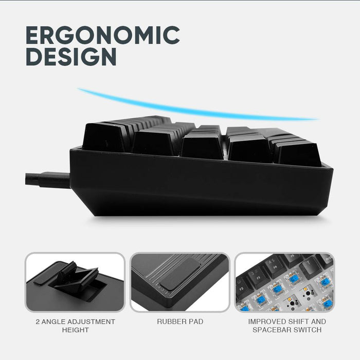 Armaggeddon MKA-1C NEX 61 Key Mechanical Gaming Keyboard HotSwappable, USB-C Wired, Multicolour LED, Anti-Ghosting