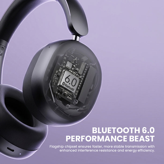 SonicGear Auraclear 6 Hi-Res LDAC ANC Wireless Headphones Bluetooth 6.0 | 112H Battery, 5-Mic & Volume Knob