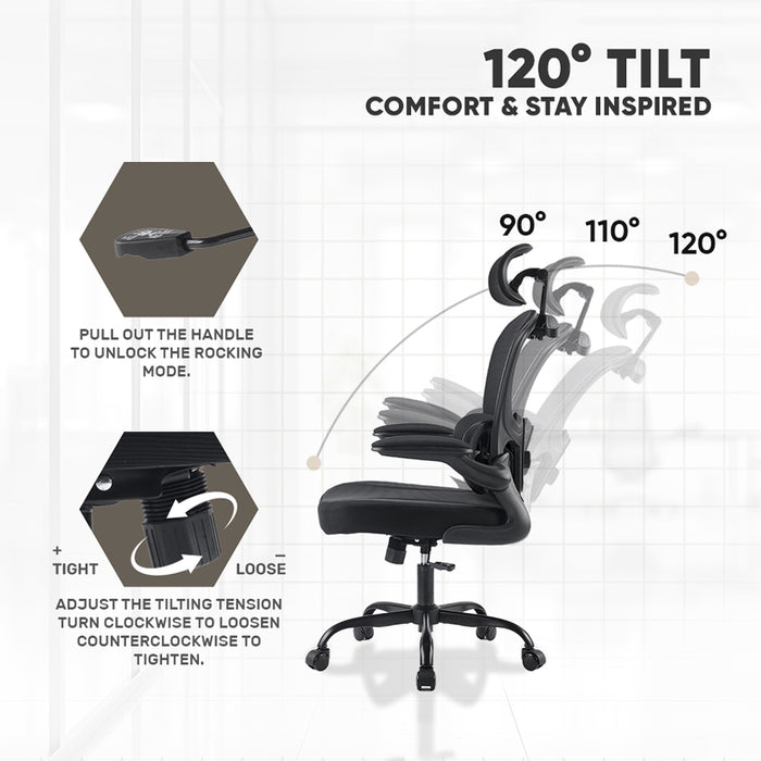 Armaggeddon Vertebrae V3 Ergonomic Mesh Office Chair Adjustable Headrest & Lumbar Support, Flip-Up Armrests, 120° Tilt, 120kg Capacity