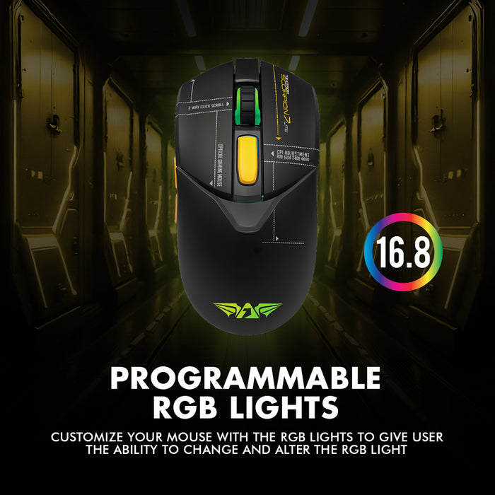 Armaggeddon Textron Scorpion 7 Lite Wired RGB Gaming Mouse – 4800 CPI, 80g Lightweight, 5 Programmable Buttons, Huano Switches with Free Mouse Mat