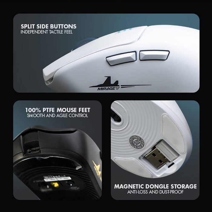 Armaggeddon Mirage V Tri Mode Wireless Gaming Mouse 10000 CPI, 1000Hz, PixArt 3325, Bluetooth 5.0, 2.4GHz, USB-C (FLASH SALE)