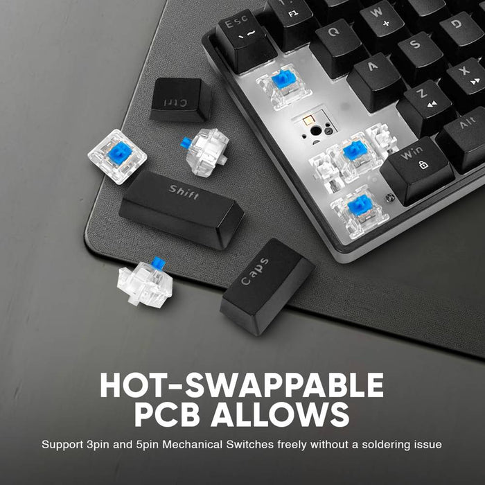 Armaggeddon MKA-1C NEX 61 Key Mechanical Gaming Keyboard HotSwappable, USB-C Wired, Multicolour LED, Anti-Ghosting