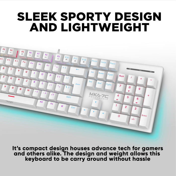 Armaggeddon MKA 7C Psycheagle 104 Key Mechanical Gaming Keyboard Hot Swappable Switches, Multicolour LED Backlight, USB Wired