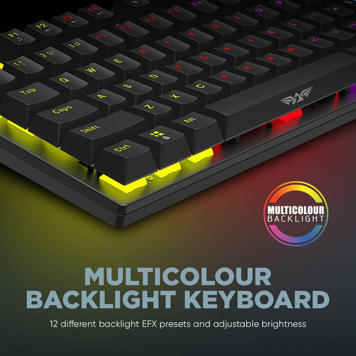 Armaggeddon MKA 2C Neo Psychraven 87 Key Mechanical Gaming Keyboard Hot Swappable Linear Switches, Multicolour Backlight, USB Wired