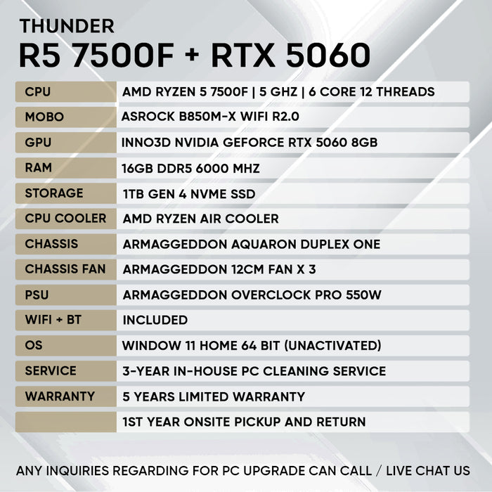 RYZEN 5 7500F + RTX 5060