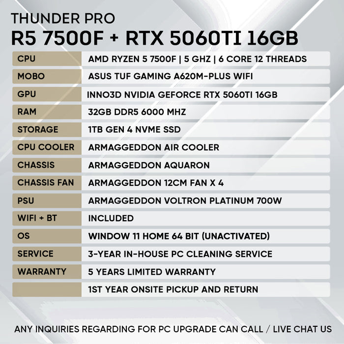 RYZEN 5 7500F + RTX 5060 Ti 16GB