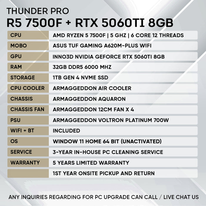 RYZEN 5 7500F + RTX 5060 Ti 8GB