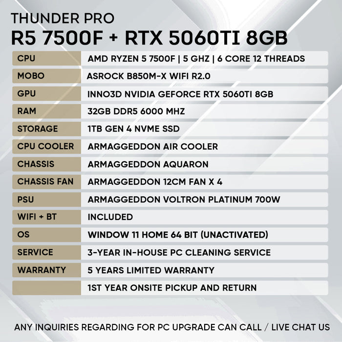 RYZEN 5 7500F + RTX 5060 Ti 8GB