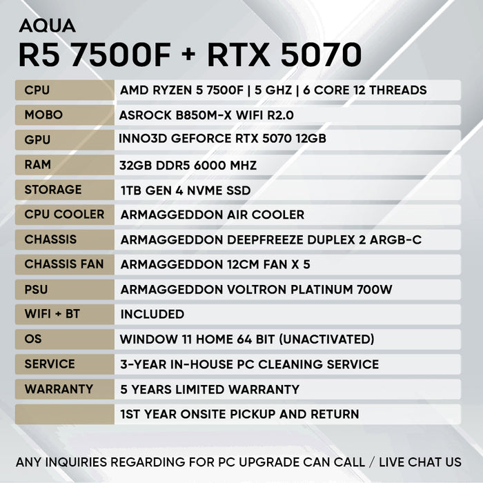 RYZEN 5 7500F + RTX 5070