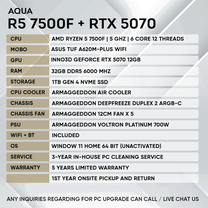 RYZEN 5 7500F + RTX 5070