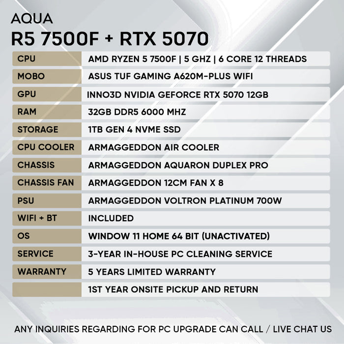 RYZEN 5 7500F + RTX 5070
